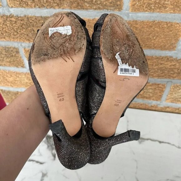 Jean Michel Cazabat Copper Sparkle Slingback Heels size 9.5 - Picture 4 of 11